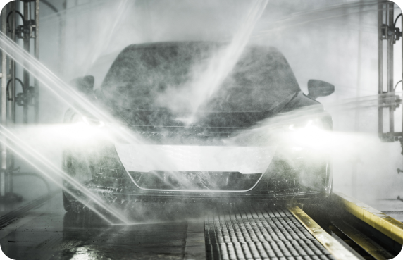 Advanced car washing system in action